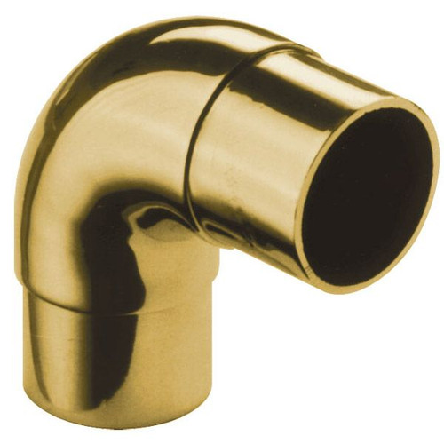 Flush Radius Elbow Handrail Fitting - Polished Brass - 1.5-inch OD