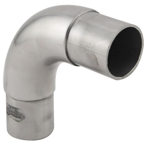 Flush Radius Elbow Handrail Fitting - Brushed (Satin) Stainless Steel - 1.5-inch OD