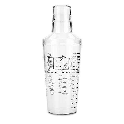 Plastic Recipe Cocktail Shaker - 16 oz