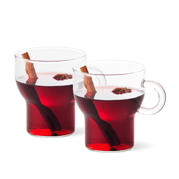 Sagaform Heat Resistant Mouth-Blown Clear Glass Mugs - 8.45 oz - Set of 2