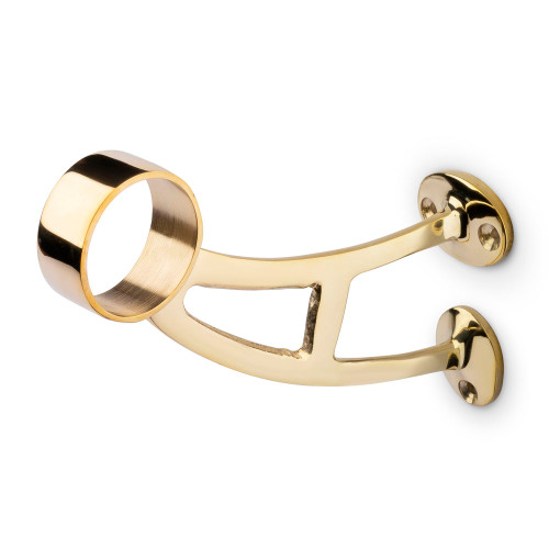 Bar Mount Foot Rail Bracket - Polished Brass - 2" OD