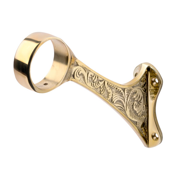 Decorative Bar Bracket - Polished Brass - 2" OD