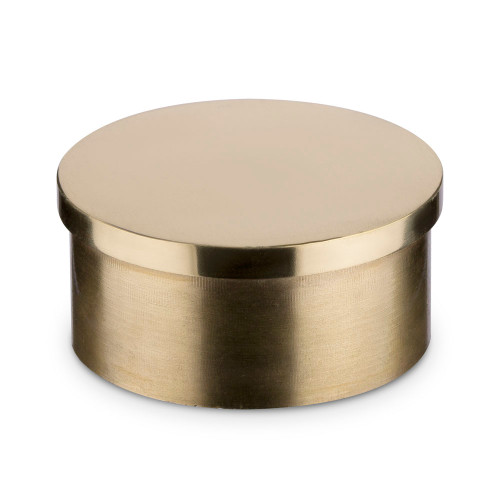 Flush Flat End Cap - Polished Brass - 2" OD