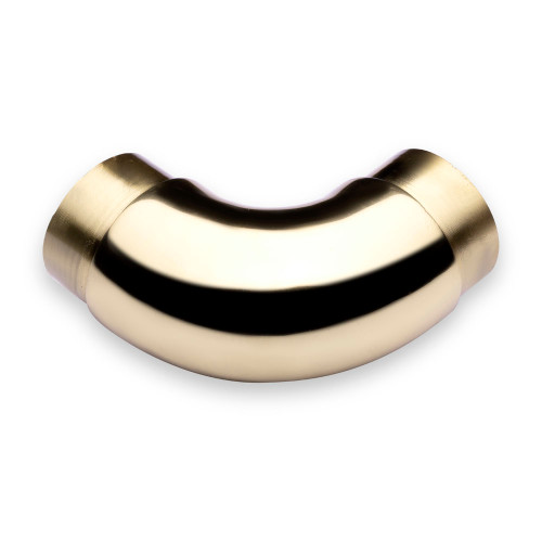 Curved Flush Elbow Fitting 90 degree - Polished Brass - 2" OD