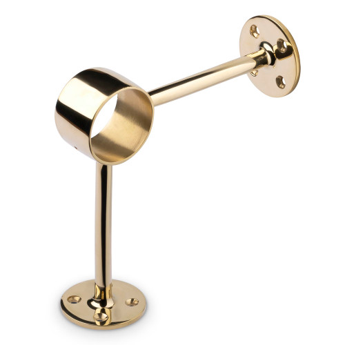 90 deg. Post Foot Rail Bracket - Polished Brass - 2" OD