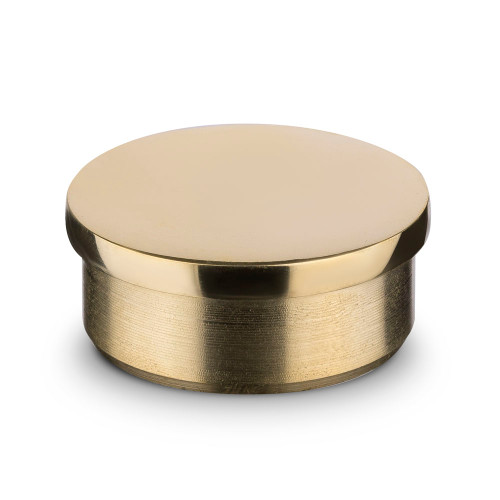 Flush Flat End Cap - Polished Brass - 1.5" OD