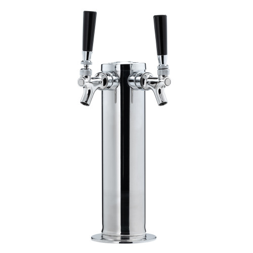 Draft Beer Tower - Stainless Steel - 3" Column - 2 Faucets