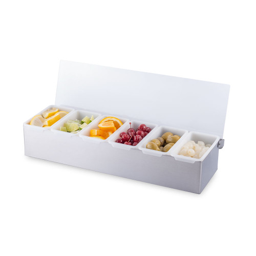 Bar Garnish Tray in Stainless Steel - 6 Compartments