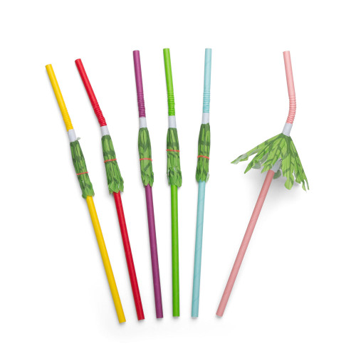 Palm Tree Multicolored Paper Drinking Straws - 9.5"L - Box of 100