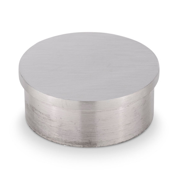 Flush Flat End Cap - Brushed Stainless Steel - 2" OD