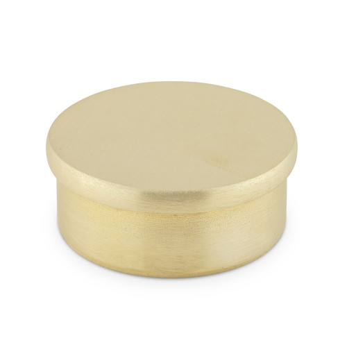 Flush Flat End Cap - Brushed (Satin) Brass - 1.5" OD