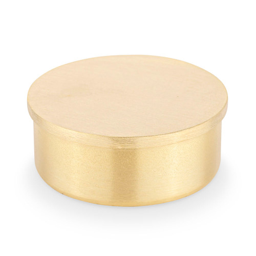 Flush Flat End Cap - Brushed (Satin) Brass - 2" OD