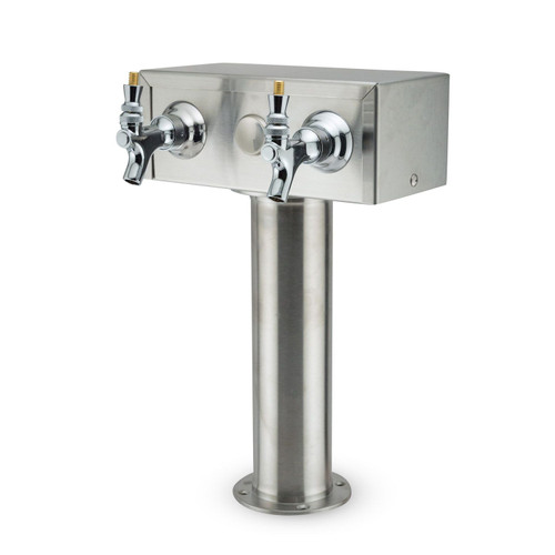 Draft Beer Kegerator T-Tower- Stainless Steel- 2 Draft Beer Faucets